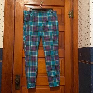 Time and Tru Teal Plaid Jeggings